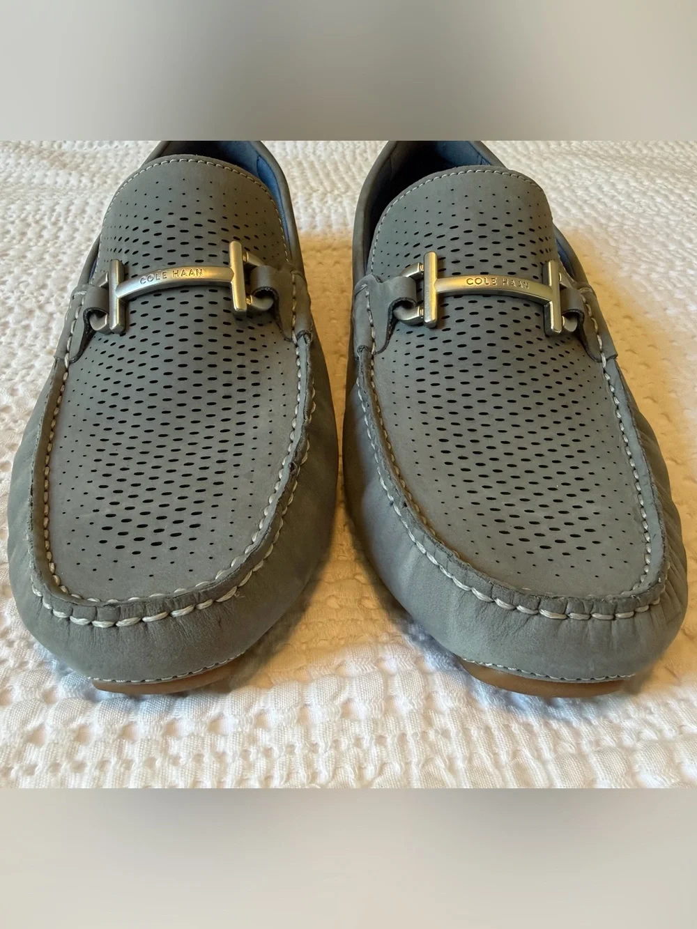 NWOT Cole Haan Men's Grand Laser Bit Driving Loafers - 11 - stormy weather gum